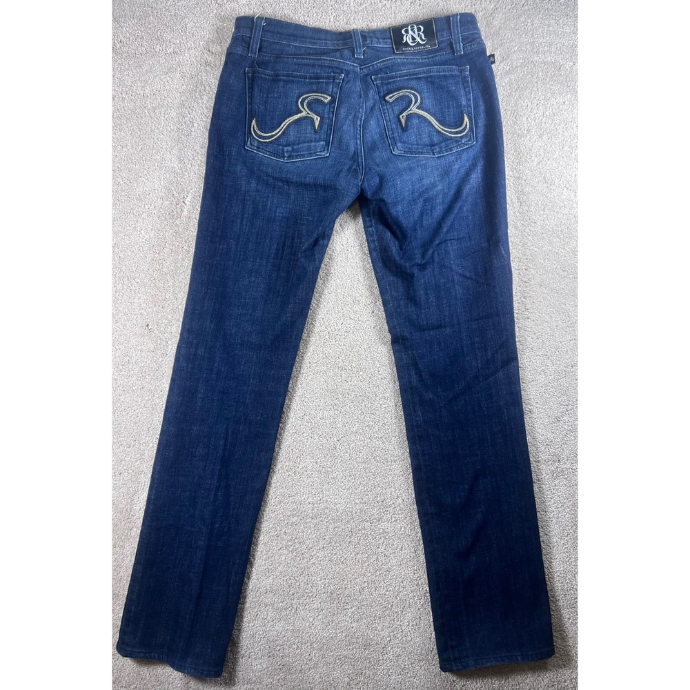 Rock‎ & Republic Y2K Denim Jeans Size 30 X 32  Embroidered Straight Dark Wash